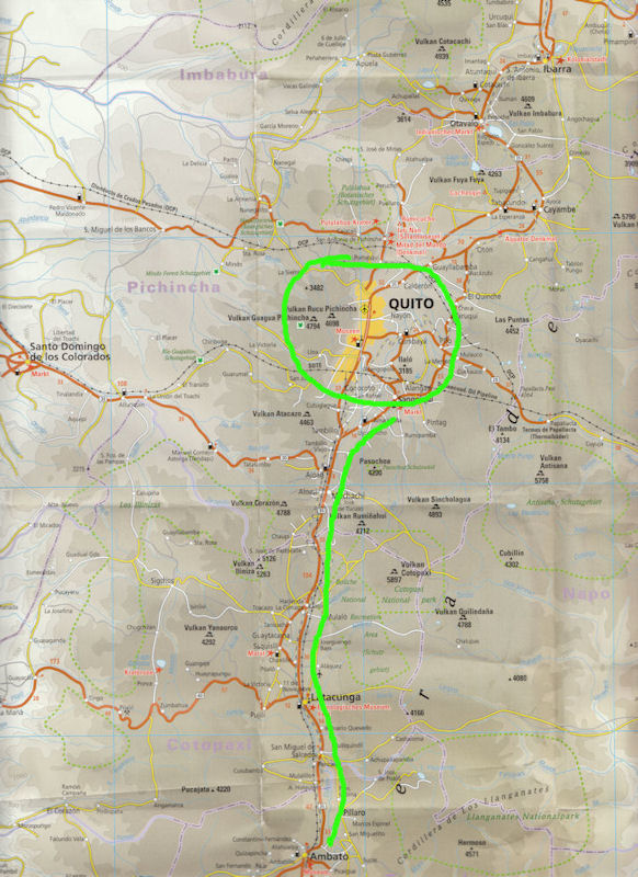 von Quito in Richtung S&uuml;den